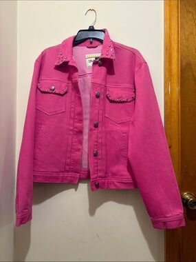 Wrangler Vintage XXL Stud-Trim Pink Denim Jacket Woman’s